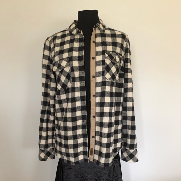 Roots Tops - ROOTS CANADA ATHLETICA size M plaid flannel shirt shacket with elbow patches